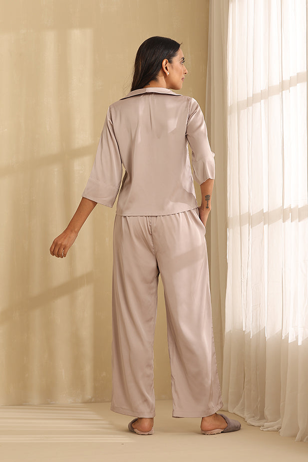 Sleep Wear Short Top With Pj-Steel Gray