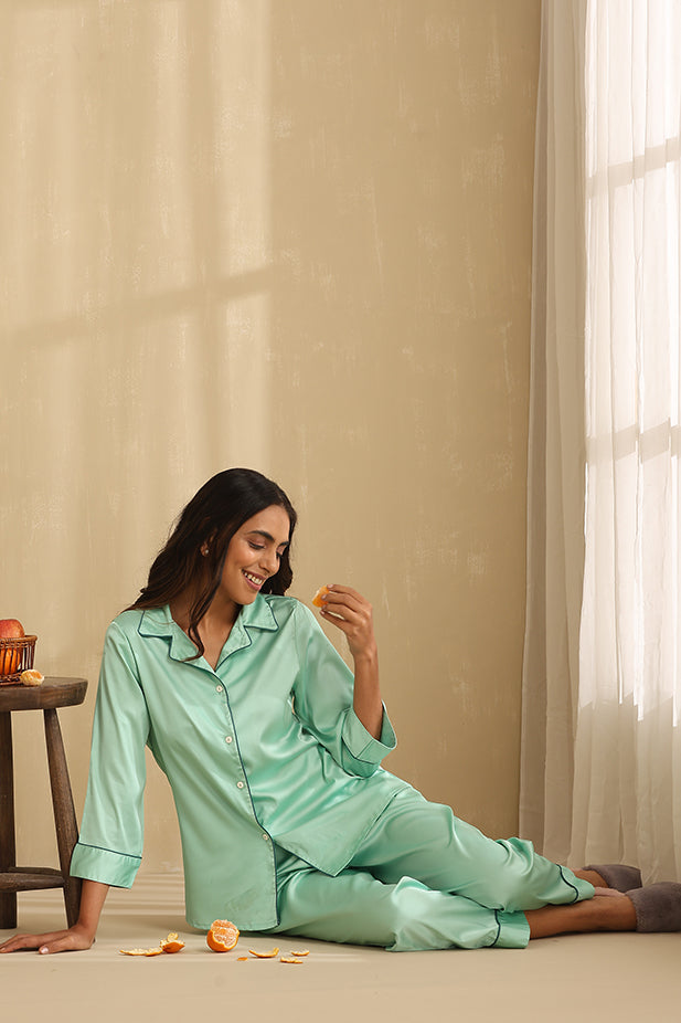 Sleep Wear Pajama and Shirt-Sea Green