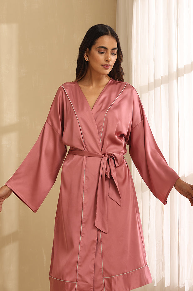 Luxury Satin Rob -Dusky Pink