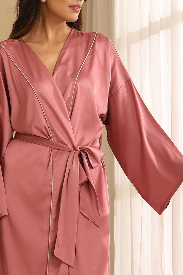 Luxury Satin Rob -Dusky Pink