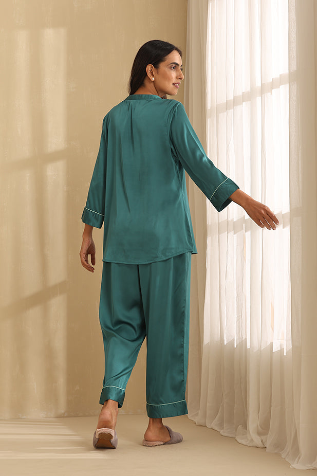 Lounge Wear Pajama with Top-Deep Green