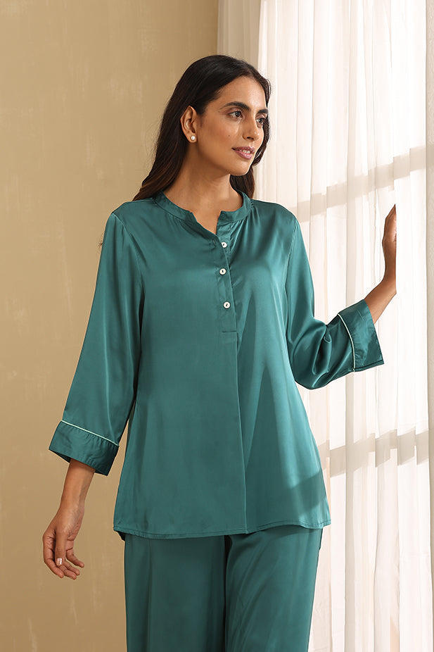 Lounge Wear Pajama with Top-Deep Green