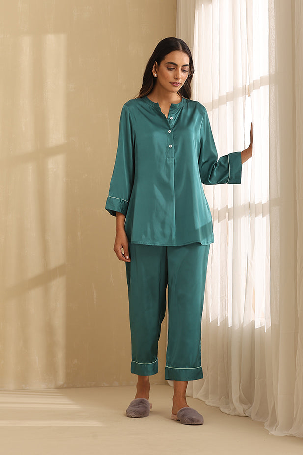 Lounge Wear Pajama with Top-Deep Green