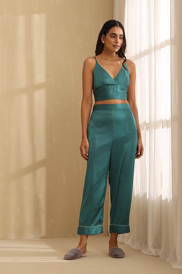 Lounge Pajama with Bralette-Deep Green