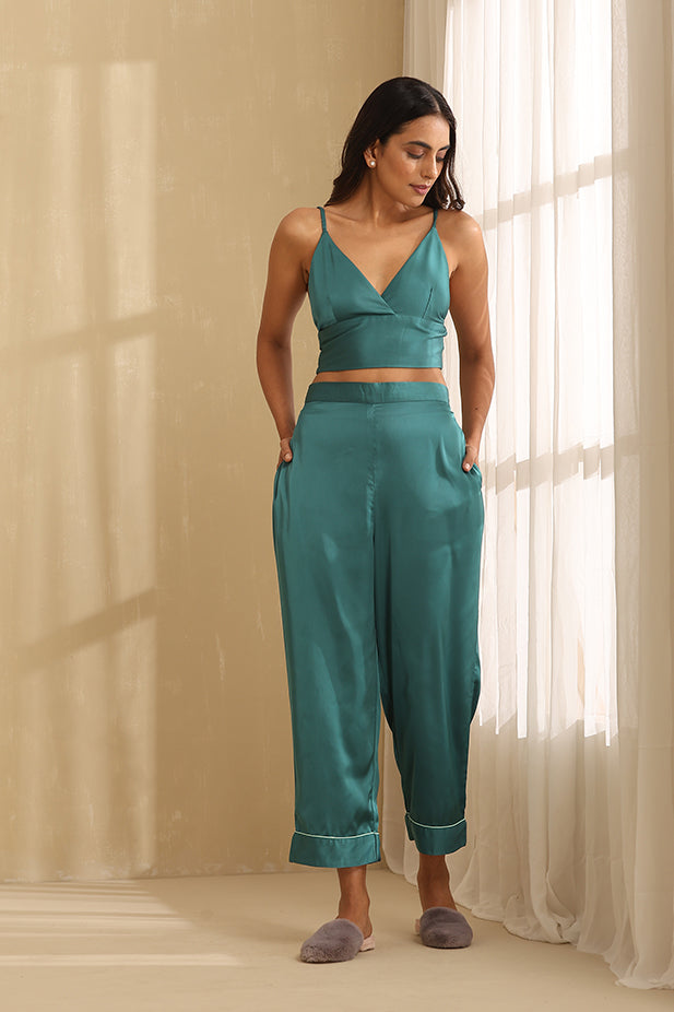 Lounge Pajama with Bralette-Deep Green