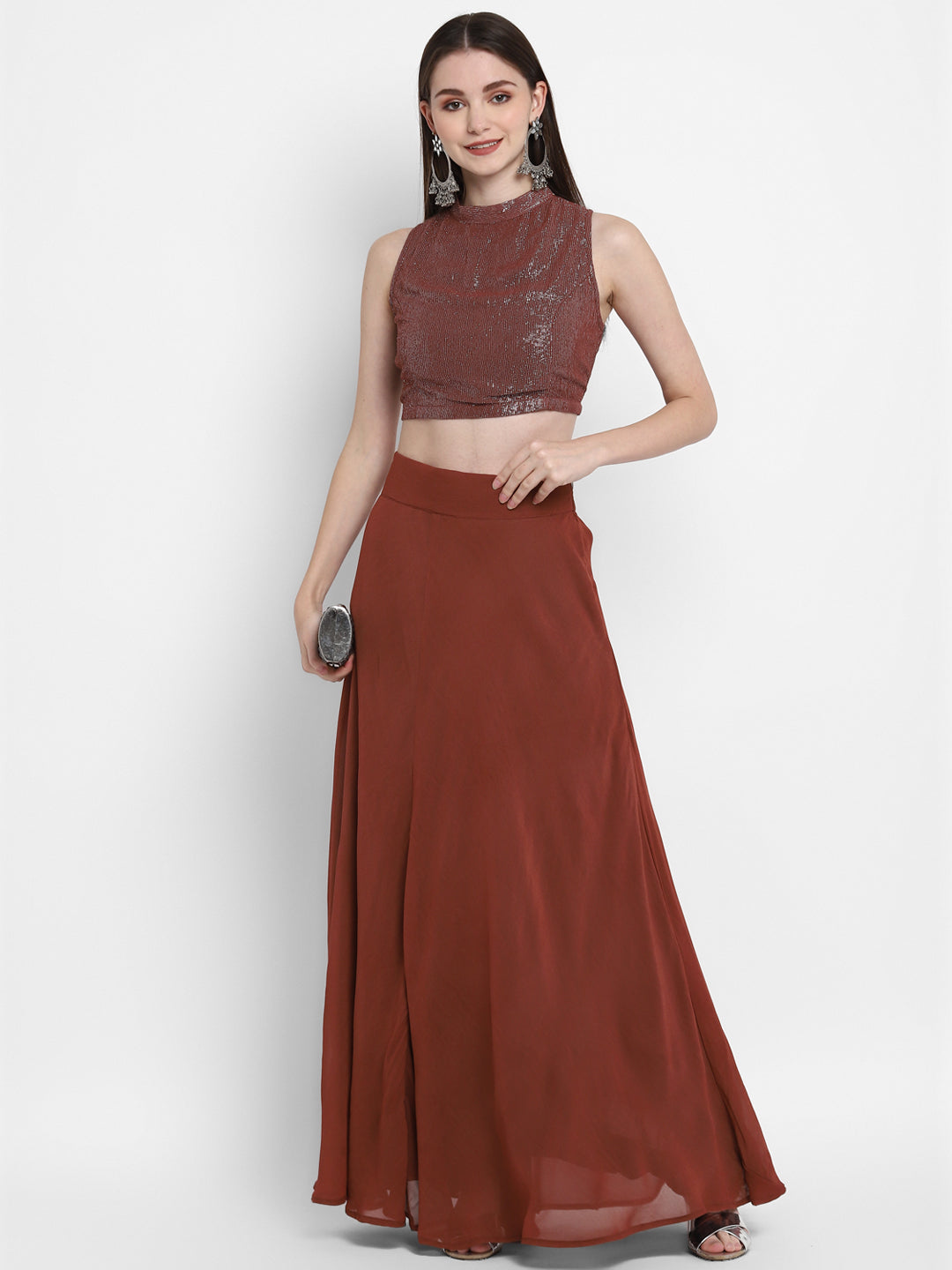 Lurex High Neck Blouse