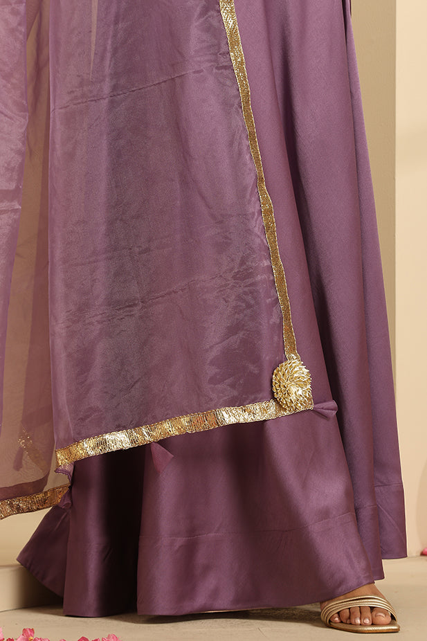 Butterfly Top and Lehenga Set-Mouve