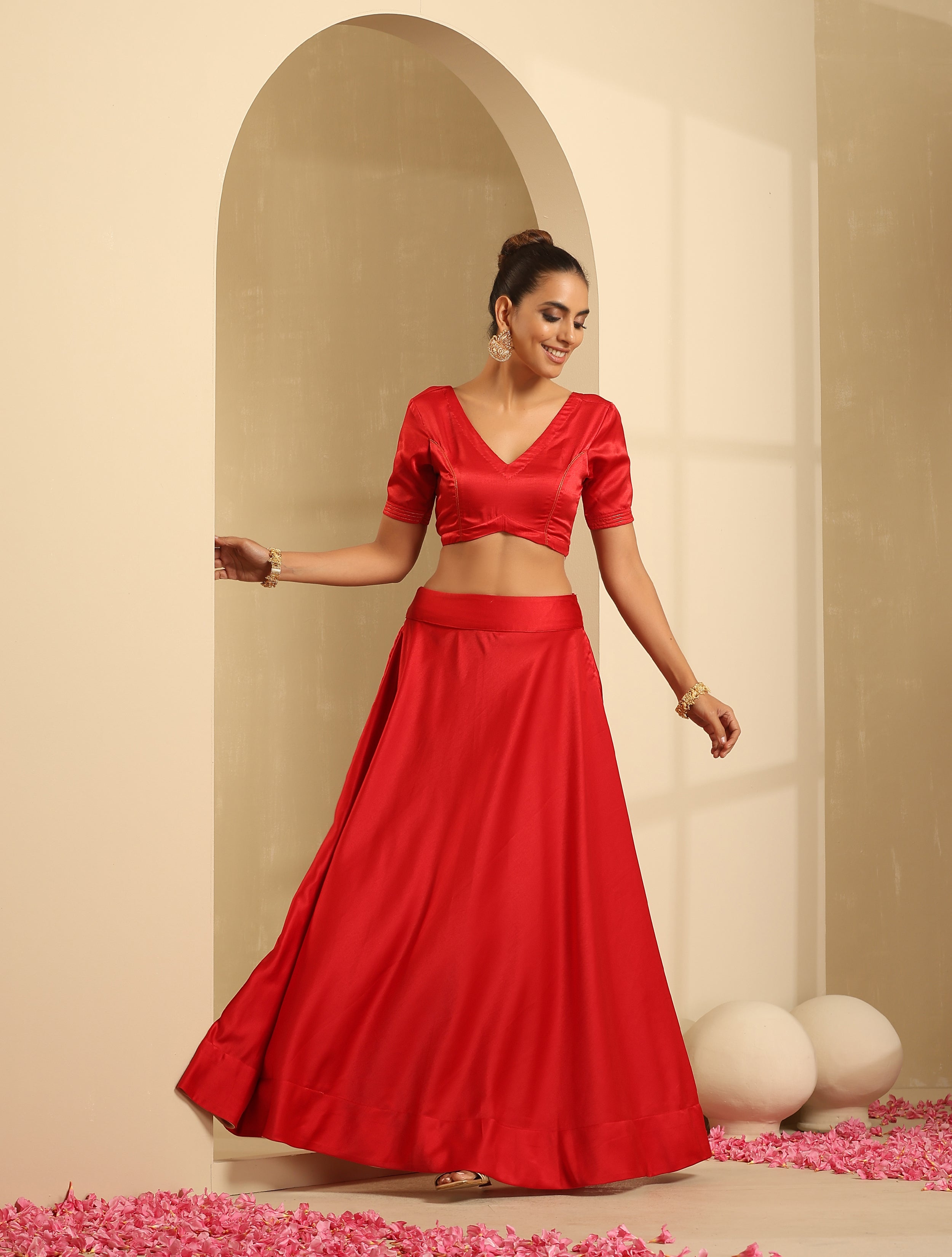 Luxury Milano Satin Red Blouse