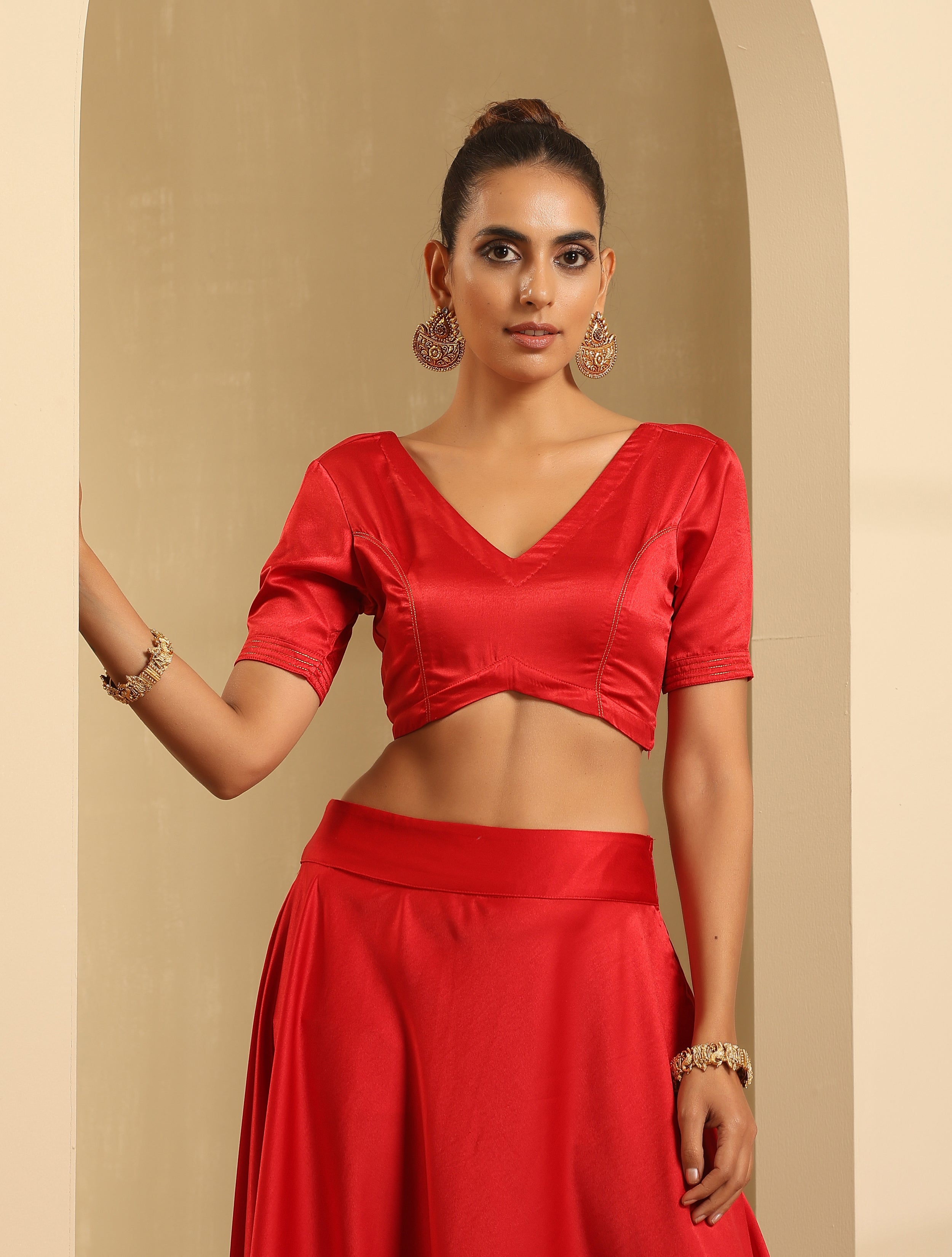 Luxury Milano Satin Red Blouse