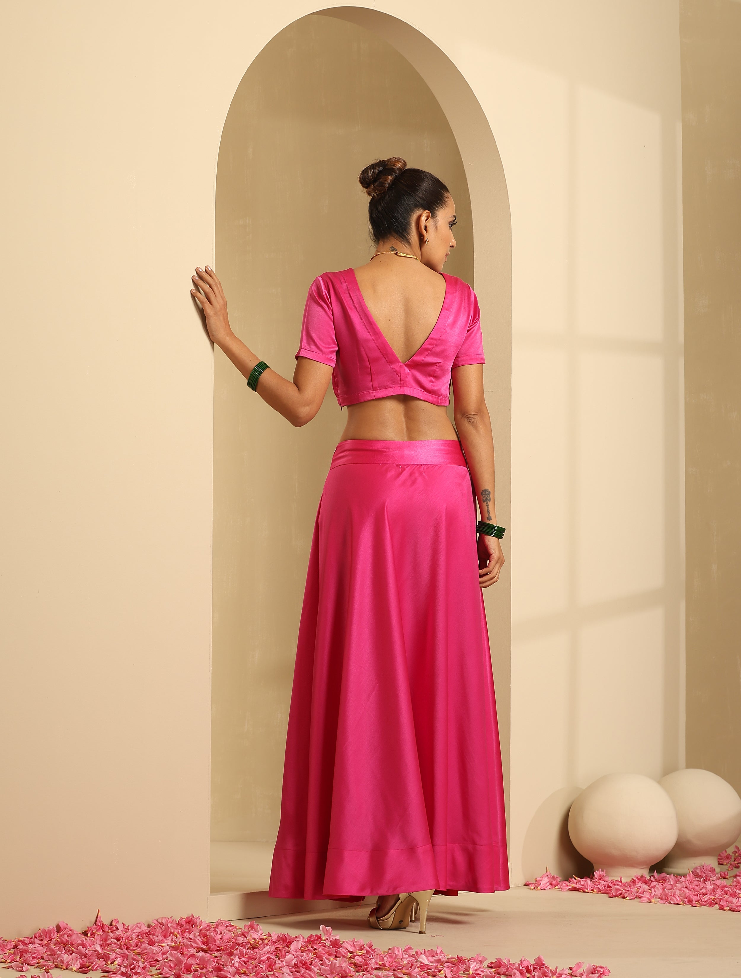 Luxery Satin Hot Pink Blouse