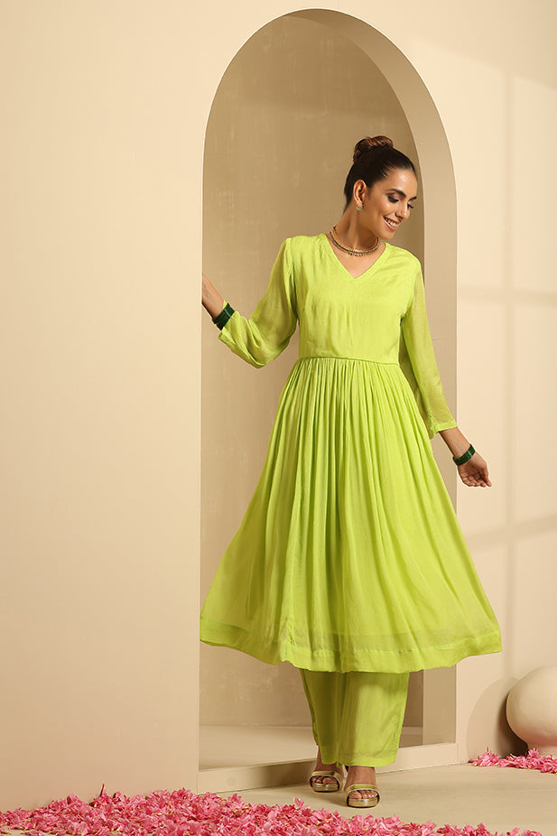 Pure Chinon Kurta Set-Florocent