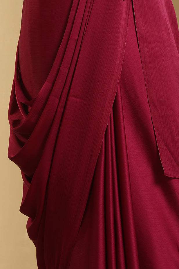 Purple Semi Drape Chiffon Saree