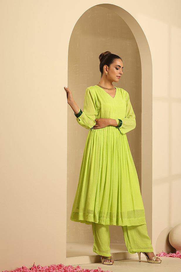 Pure Chinon Kurta Set-Florocent