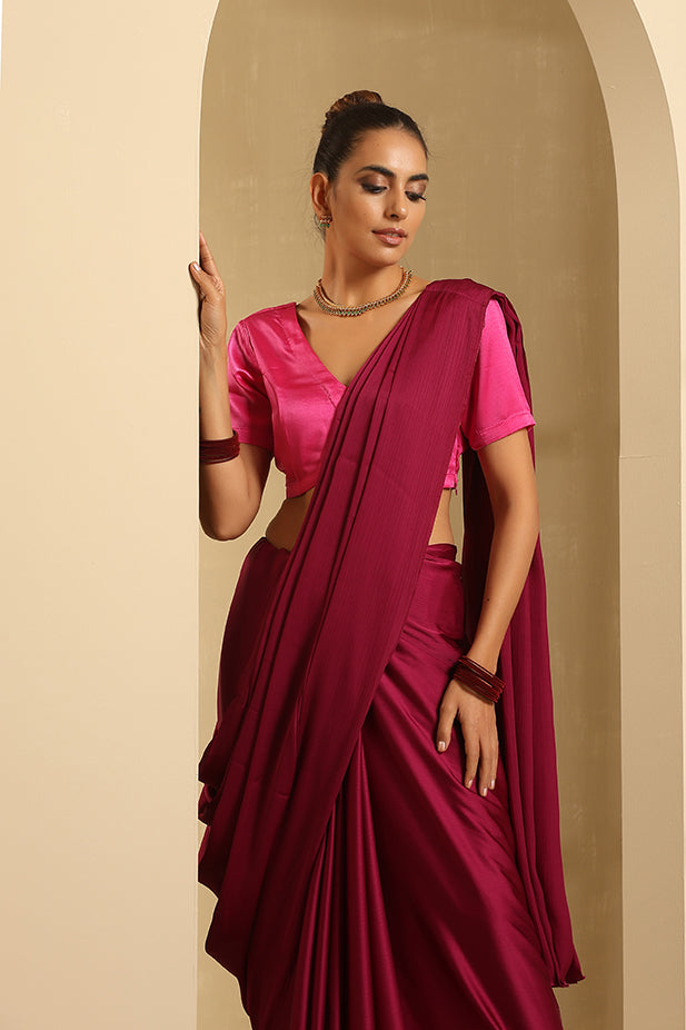 Purple Semi Drape Chiffon Saree