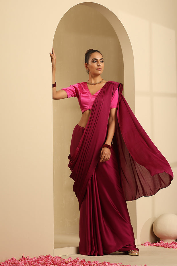 Purple Semi Drape Chiffon Saree