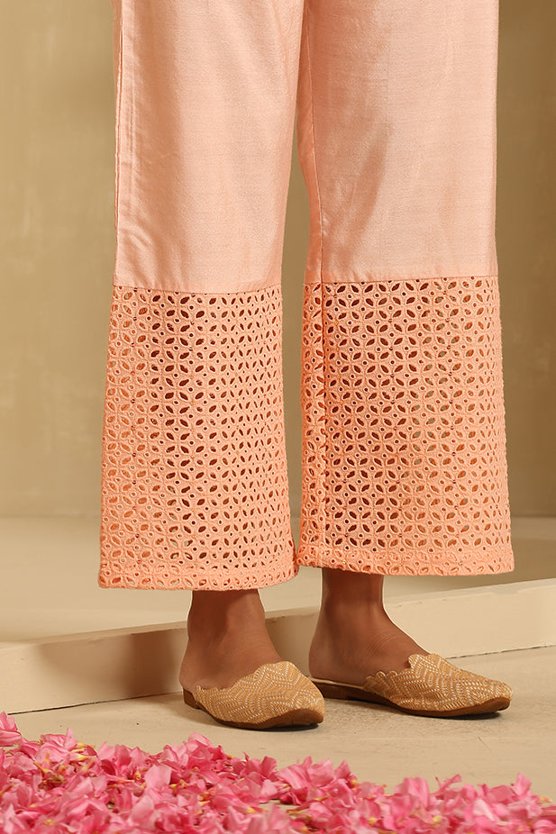 handeri Embroidied Kurta Set-Peach