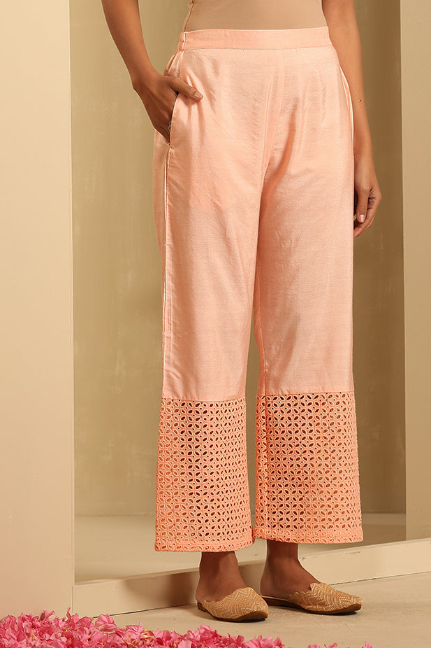 handeri Embroidied Kurta Set-Peach