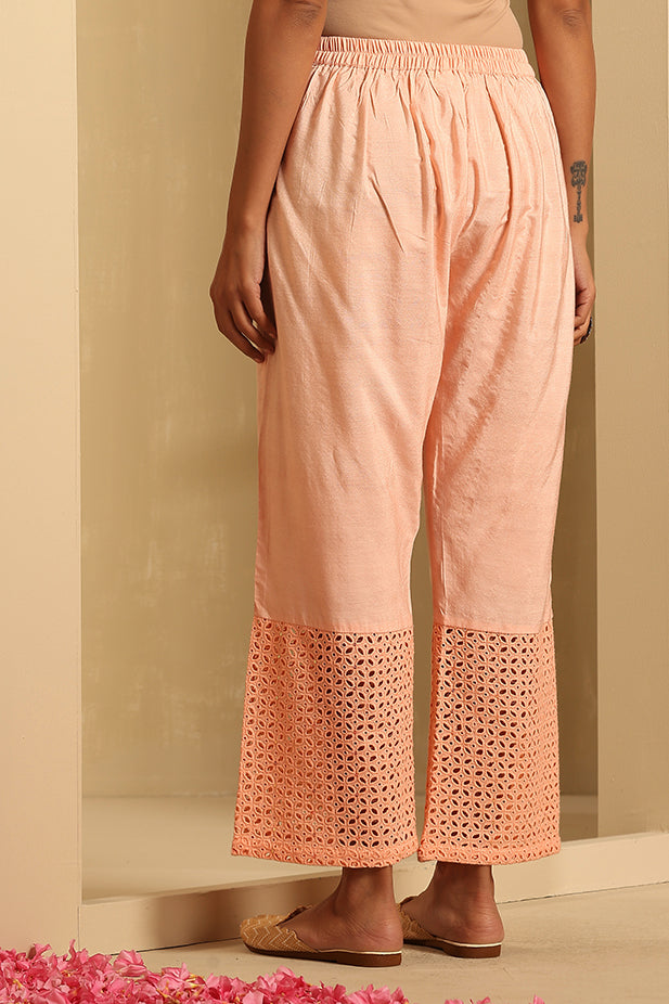 handeri Embroidied Kurta Set-Peach