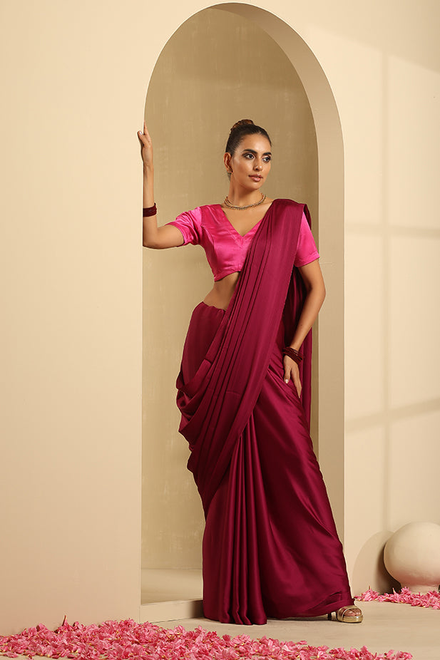 Purple Semi Drape Chiffon Saree