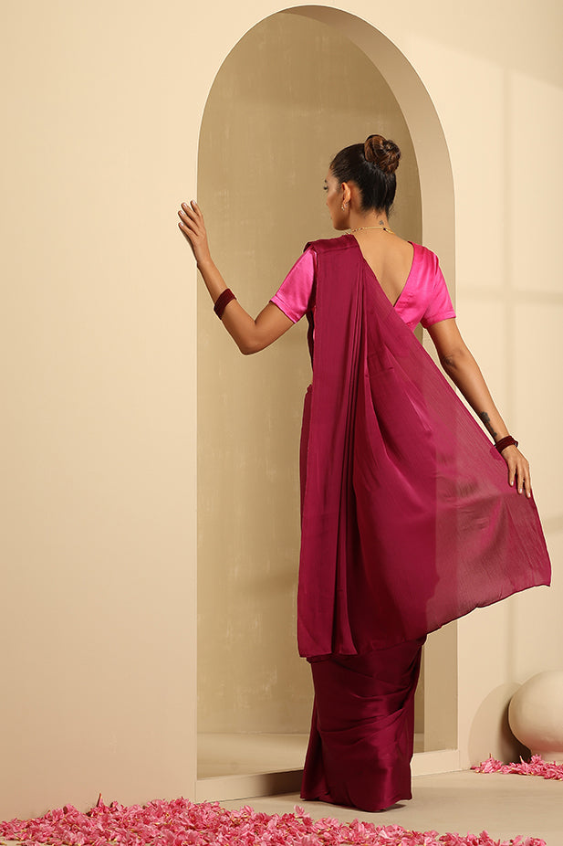 Purple Semi Drape Chiffon Saree