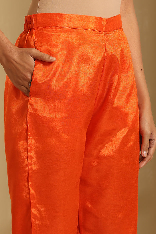 Luxury Satin Embroided-Red kurta set