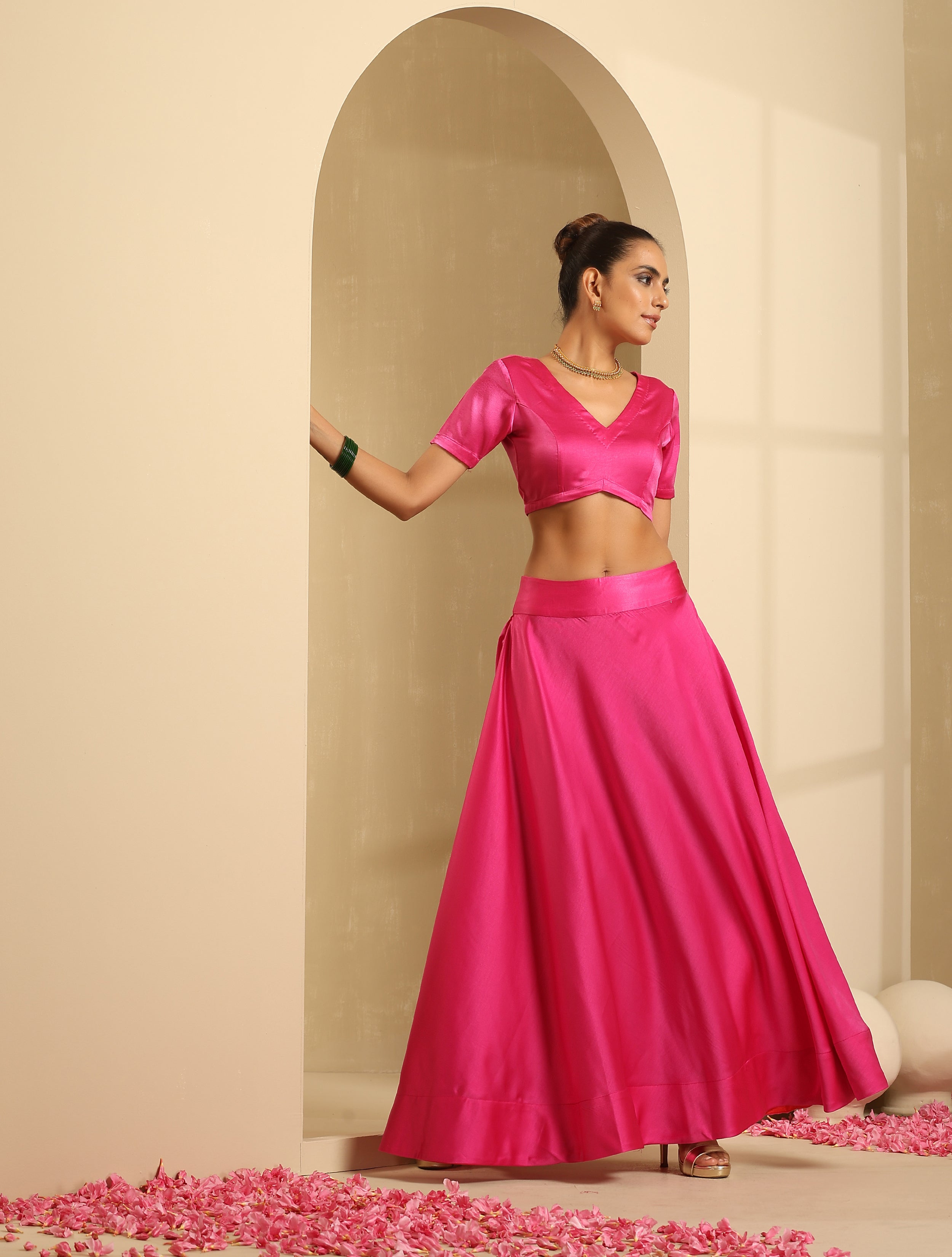 Luxery Satin Hot Pink Blouse