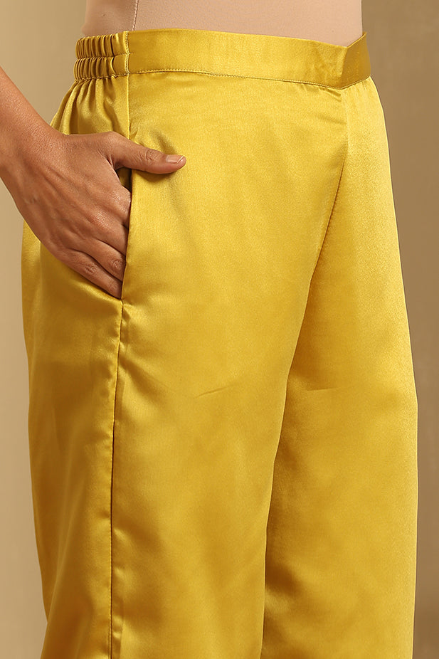 Luxury Satin Flair Kurta Set-Mustured