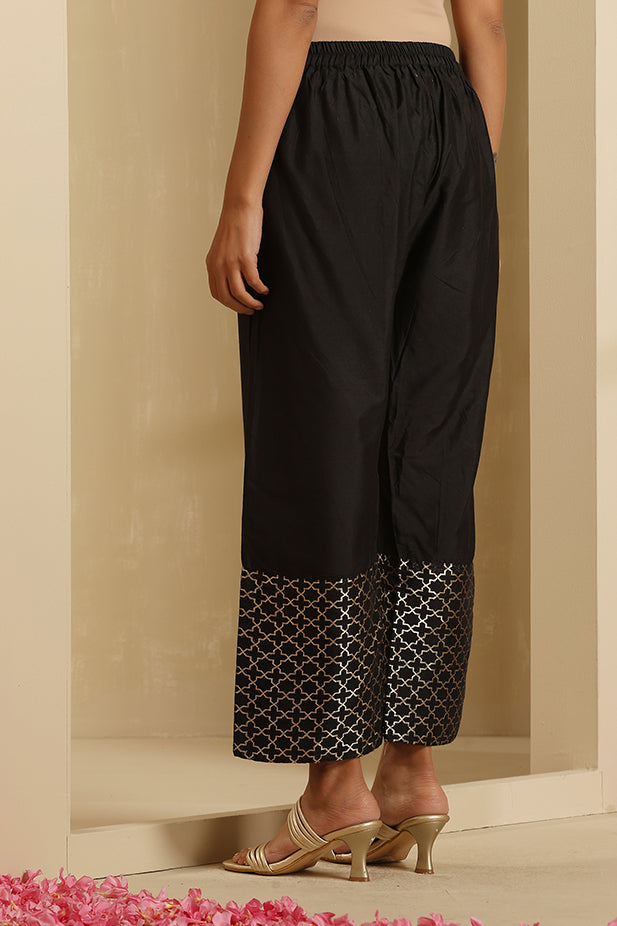 Chanderi Brocades Kurta Set-Black