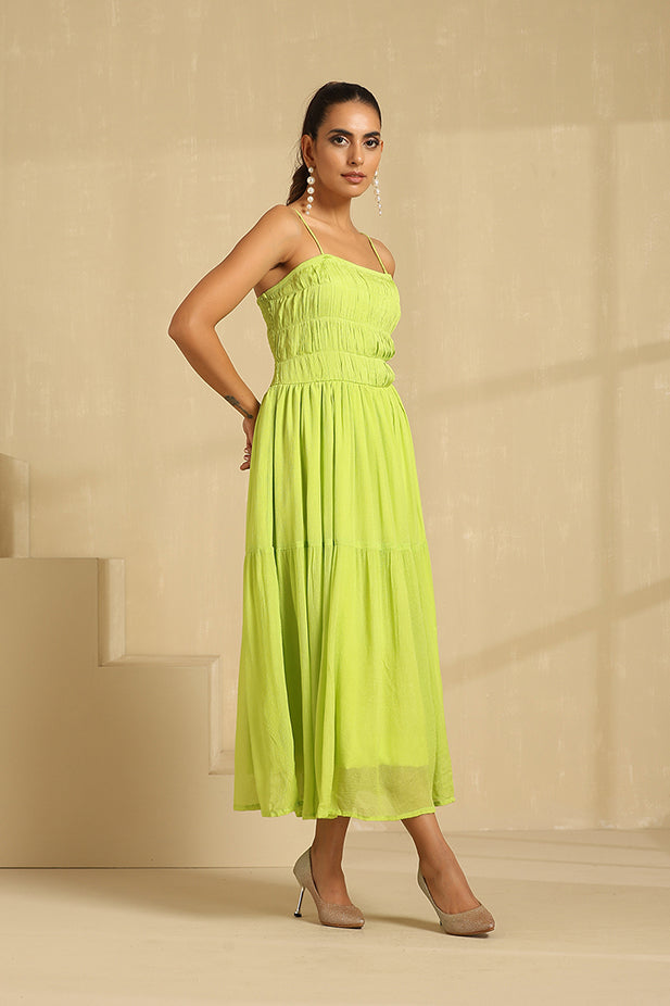 Durva Neon Green Maxi Dress