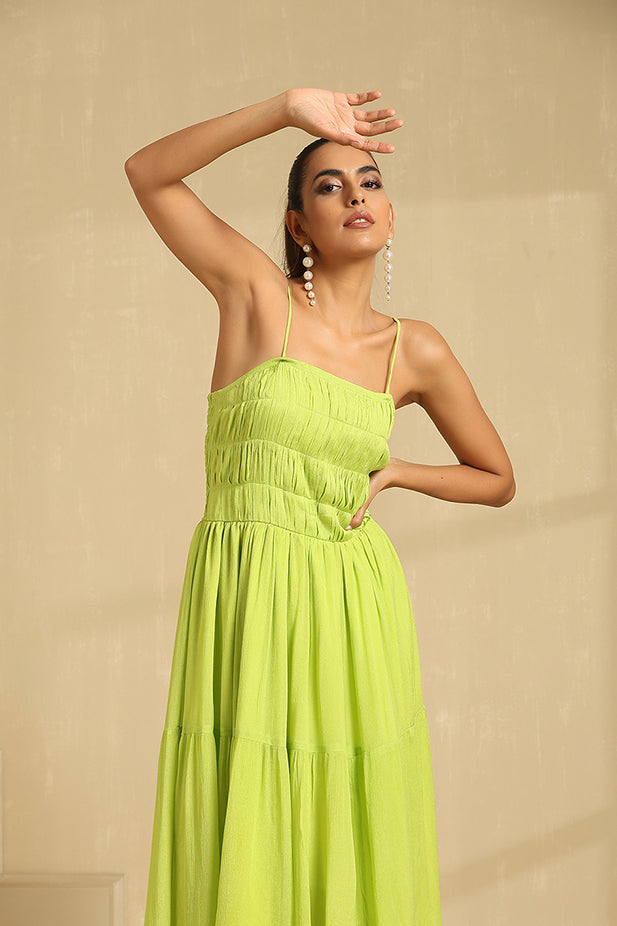 Durva Neon Green Maxi Dress