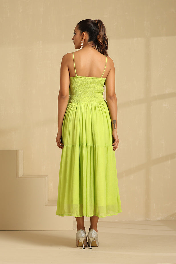 Durva Neon Green Maxi Dress