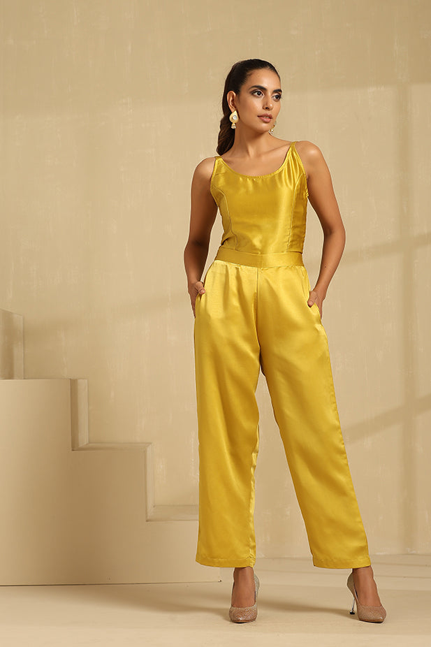 Coat Pant Co-ord Set-Mustured Yellow