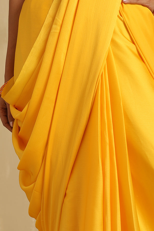 Yellow Semi Drape Chiffon Saree