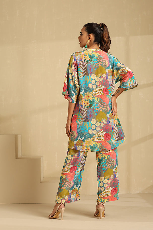 Pure Crape Knotted Printed Co-ord Set