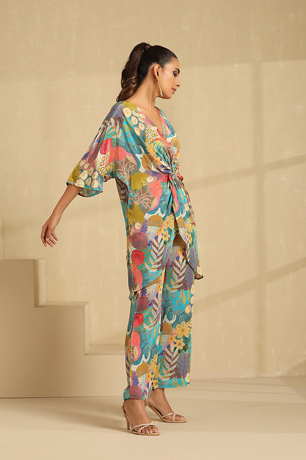 Pure Crape Knotted Printed Co-ord Set