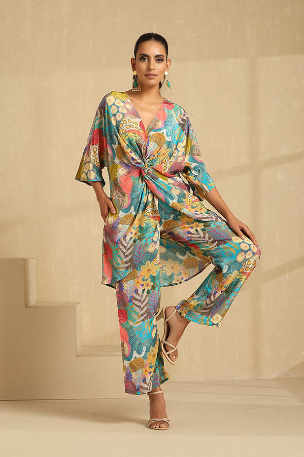 Pure Crape Knotted Printed Co-ord Set