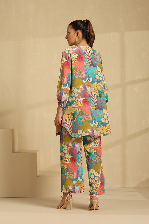 Pure Crape Asymmetrical Co-Ord Set