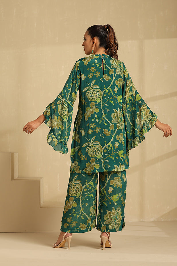 Pure chinon Printed Co-ord Set-Green