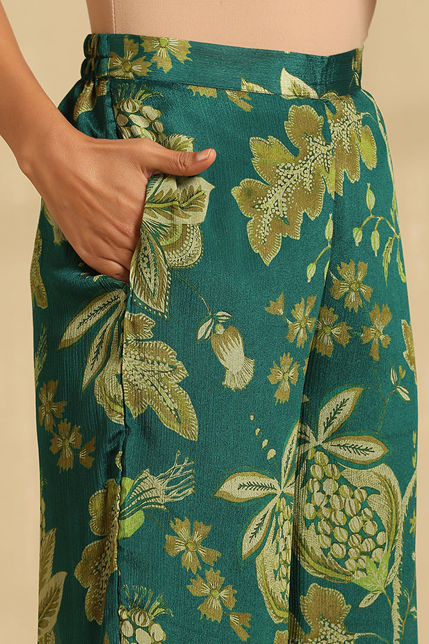 Pure chinon Printed Co-ord Set-Green