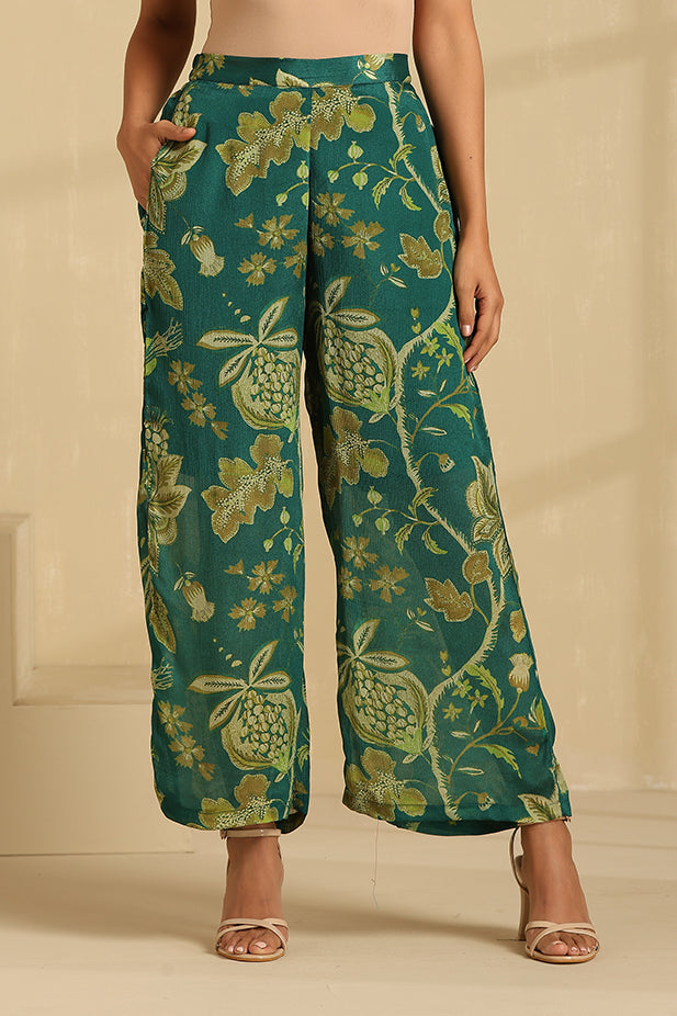 Pure chinon Printed Co-ord Set-Green