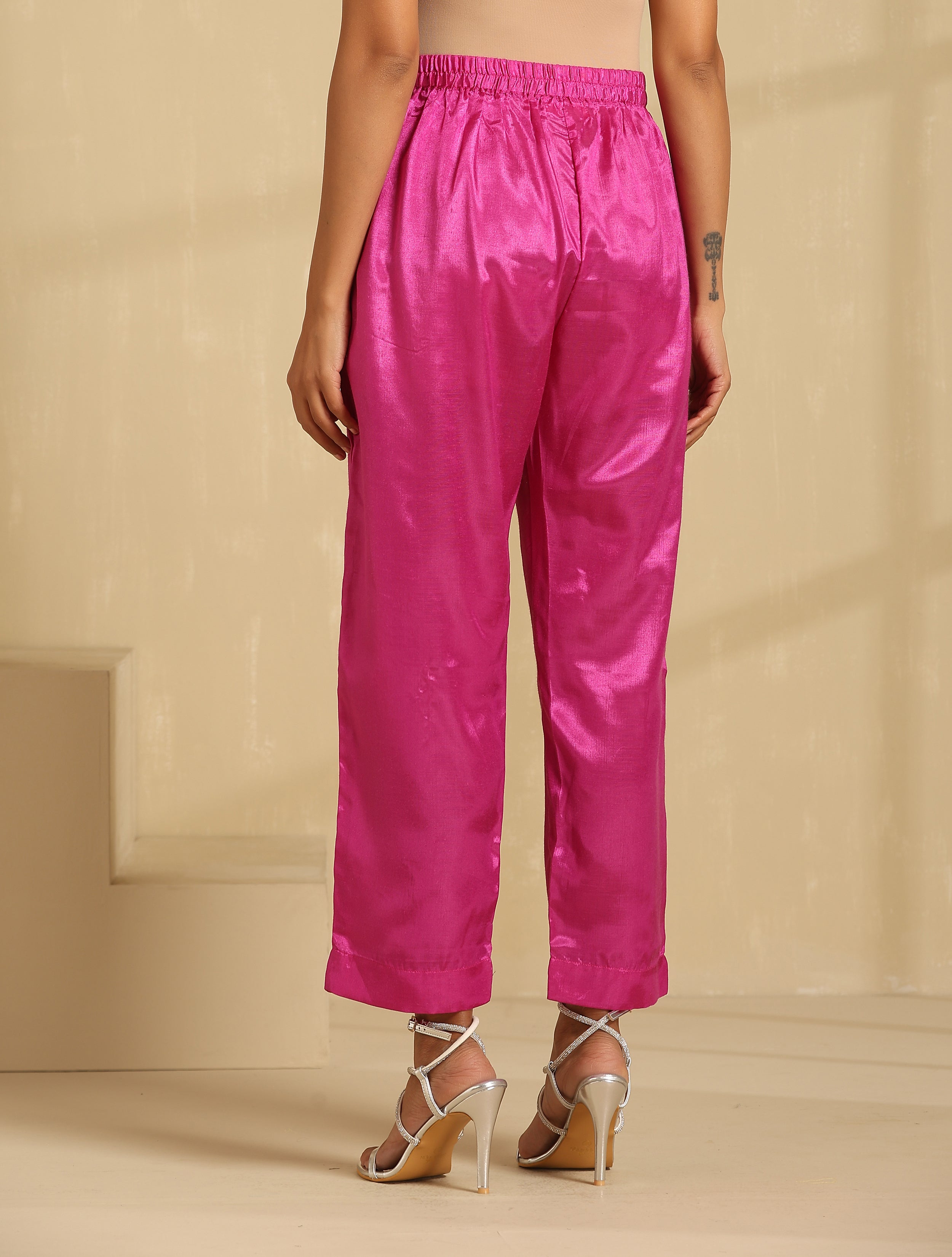 Muslin Silk Printed Straight Kurta Set-Purple