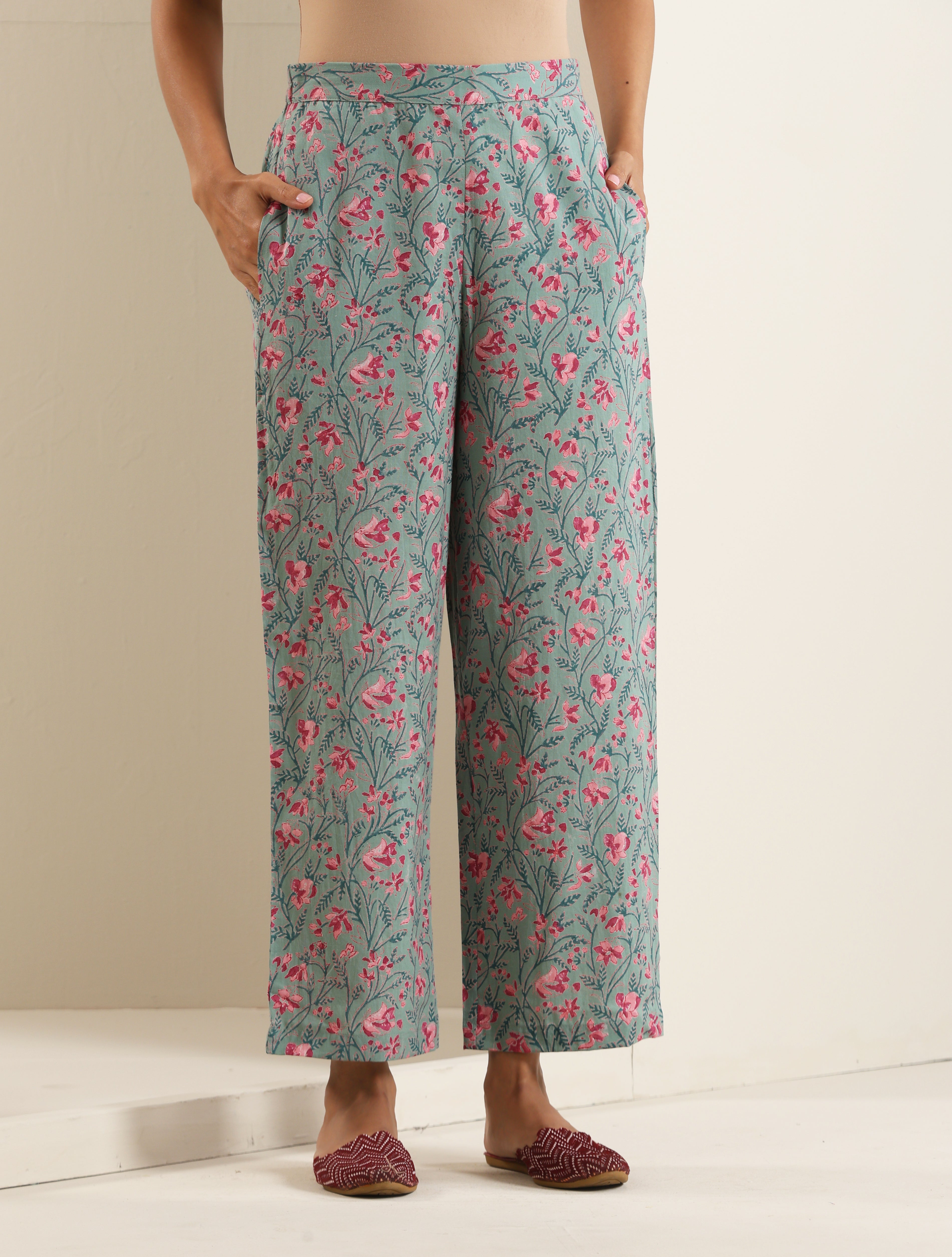 Hand Block Print Embroided Shirt Co-ord Set