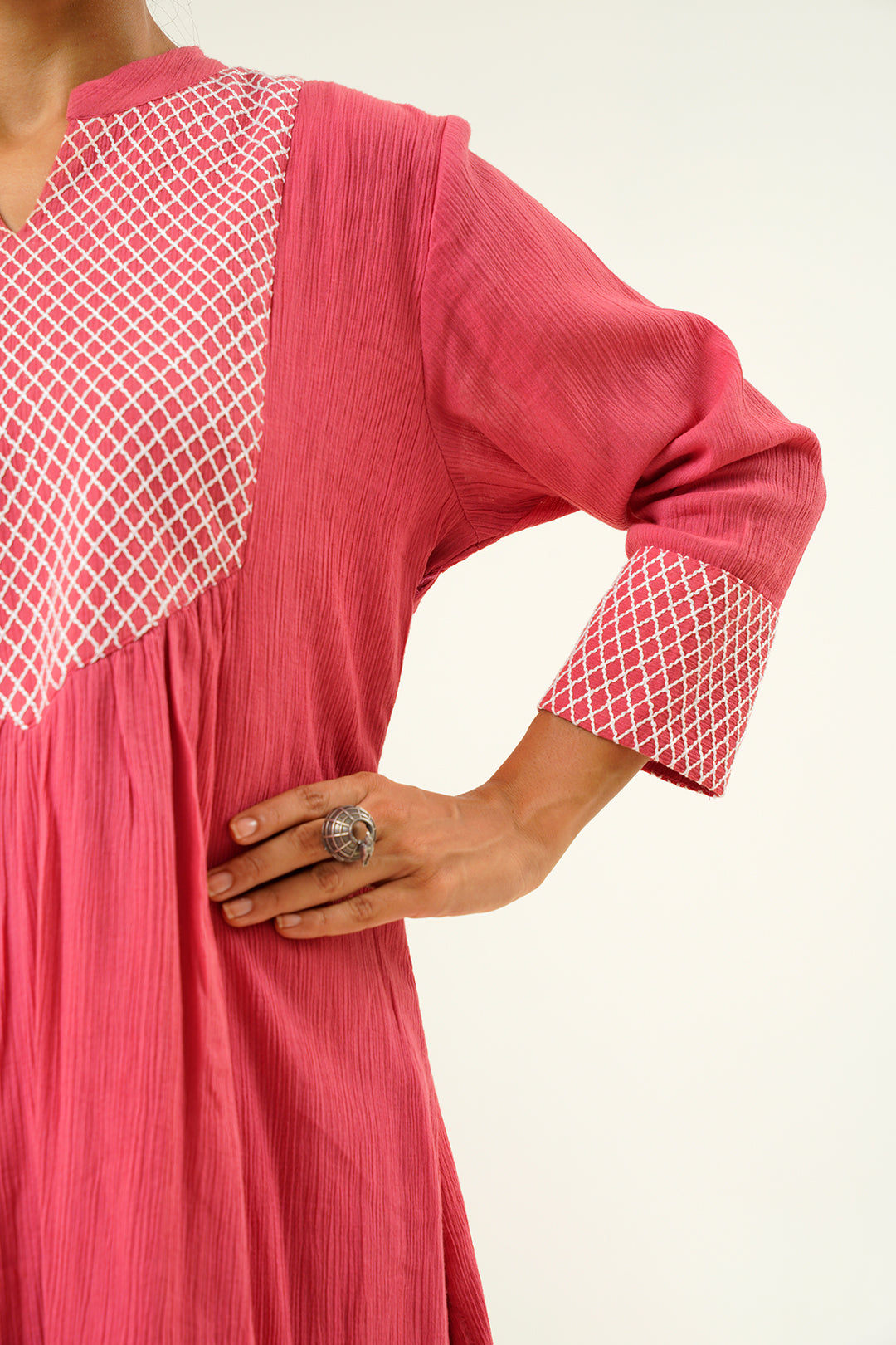 Isha Bubblegum Pink Cotton Kurta Set