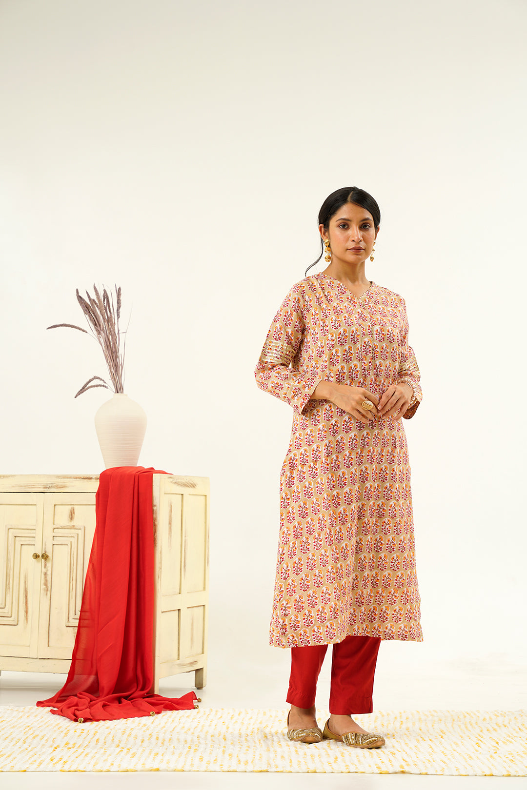 Muslin Silk Red Dupatta