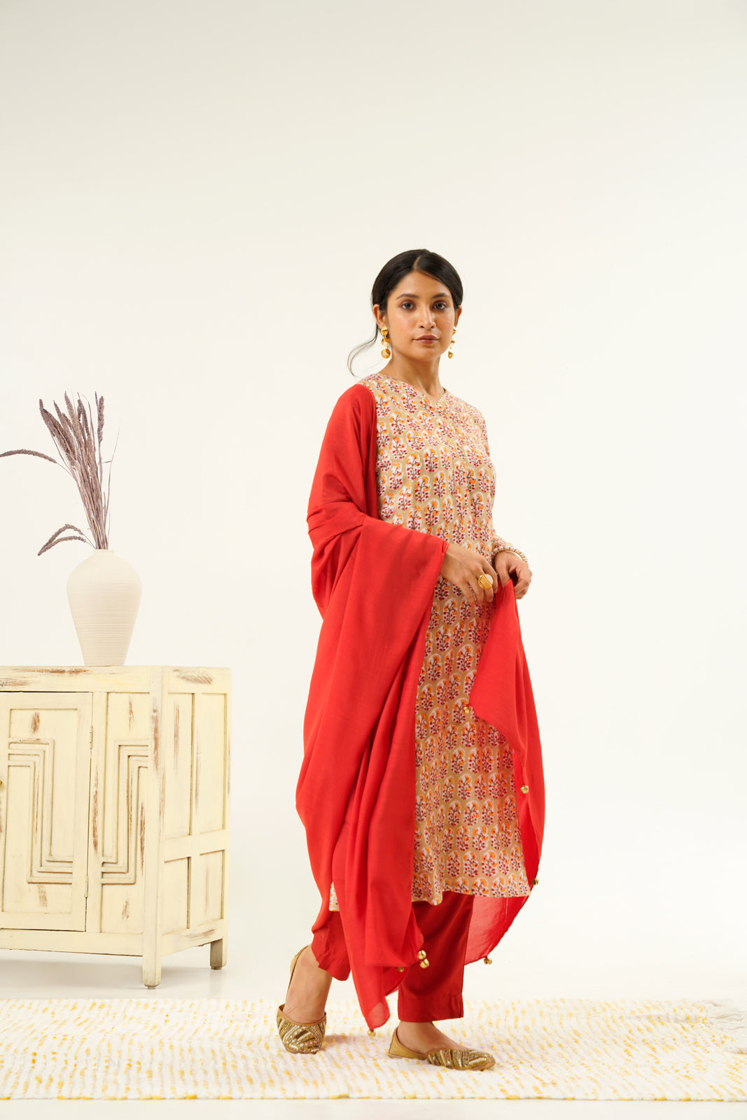 Muslin Silk Red Dupatta