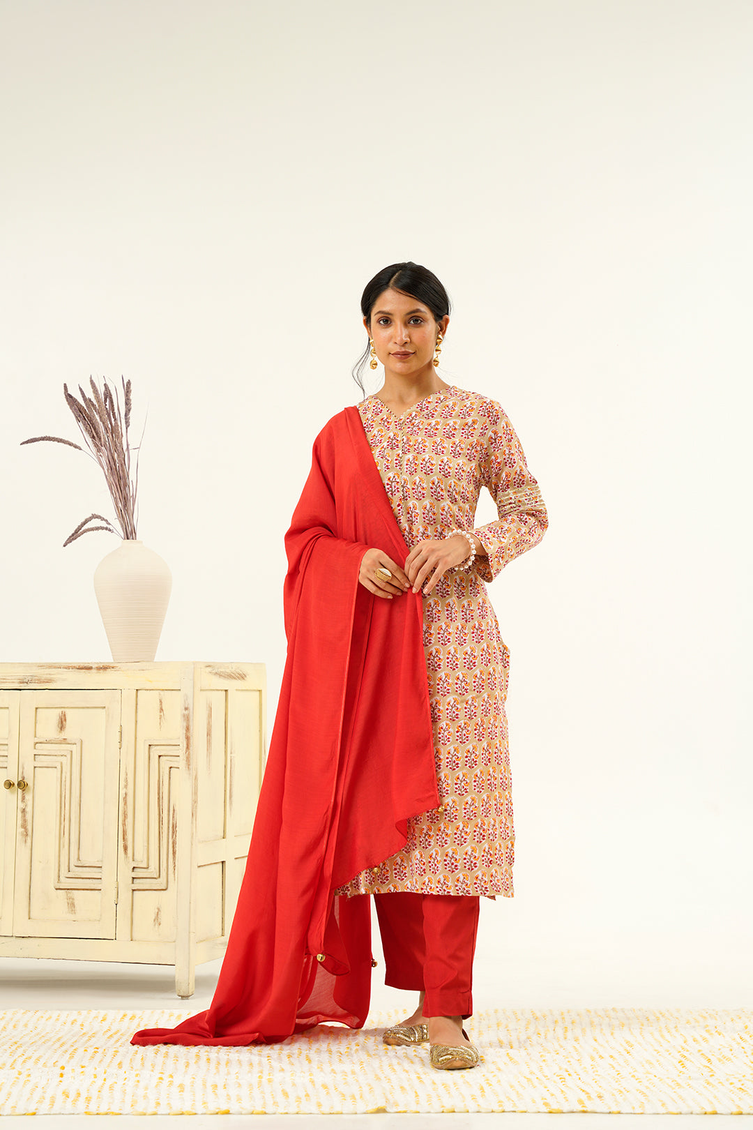 Muslin Silk Red Dupatta