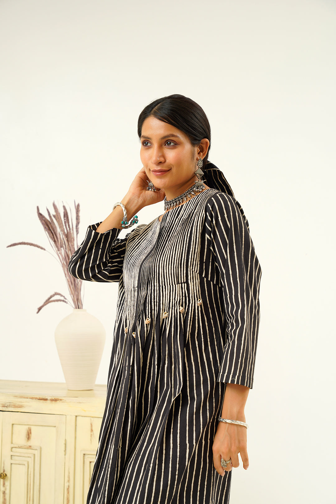 Chandra Round Neck hand block print Kurta Set