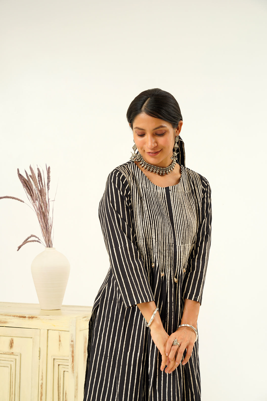 Chandra Round Neck hand block print Kurta Set