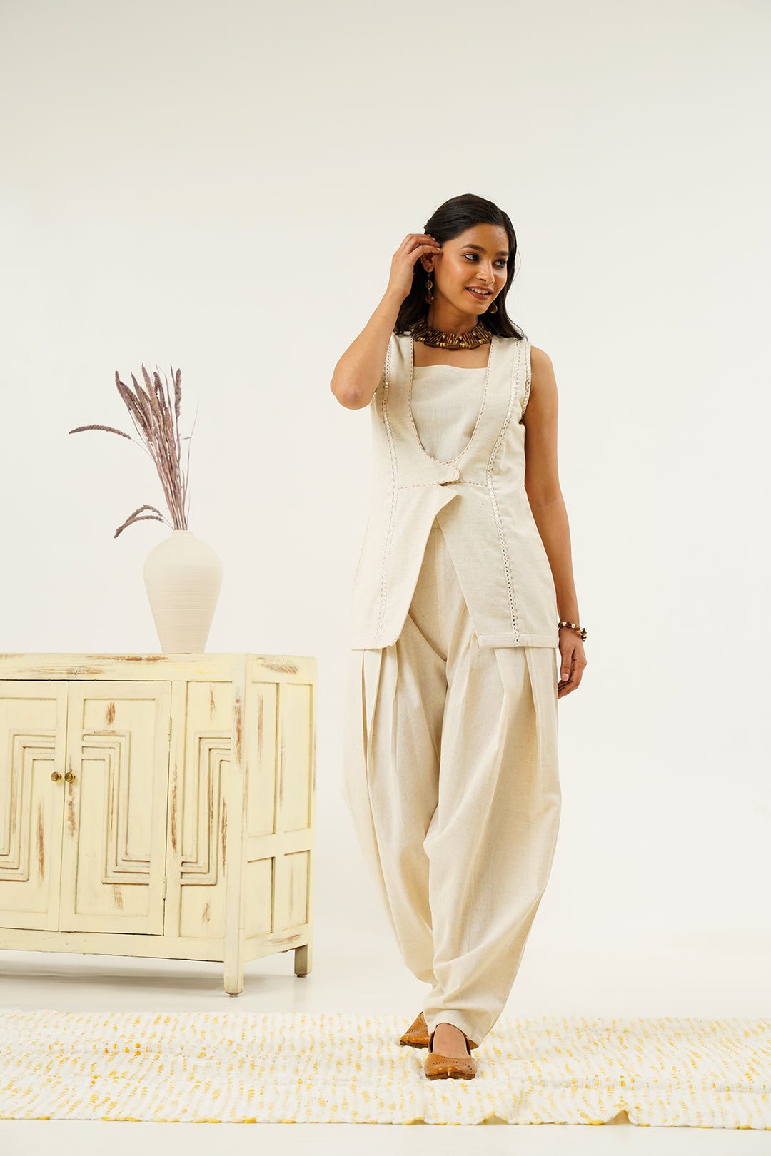 Jeeva Handloom Cotton Pleated  co-ord set