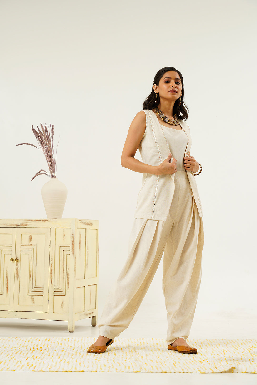 Jeeva Handloom Cotton Pleated  co-ord set